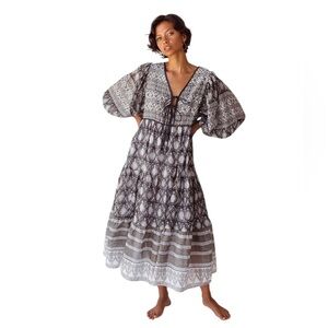 Daughters of India Black and White Midi Dress